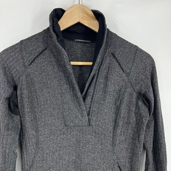 Lululemon Top Size 4 Womens Gray Heathered Herringbone Base Runner 1/2 Zip Rulu - Picture 2 of 8